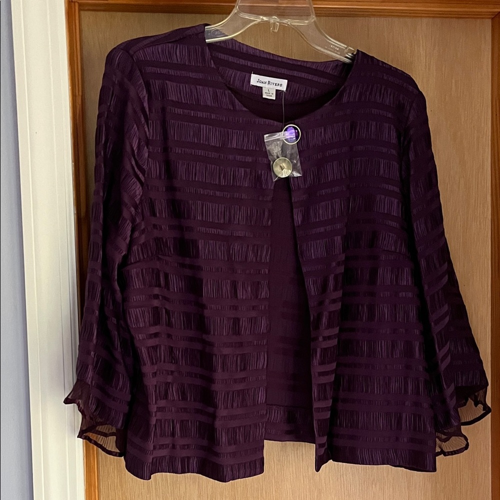 Joan Rivers Deep Purple Striped Top